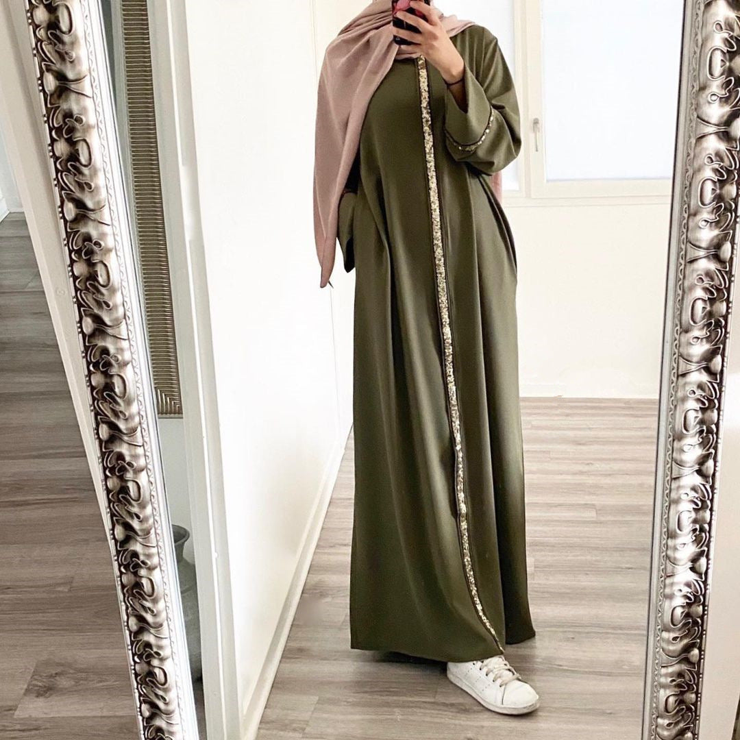Women's Wear Robe Stitching Trim Sequins Dress Clothing