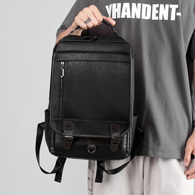 Men's Business Computer Large Capacity Leather College Backpacks