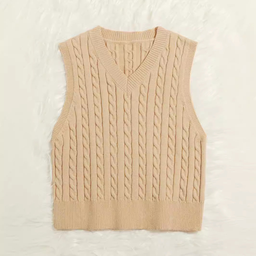 Women's Quality Knitted Twisted Pullover Sleeveless Vests