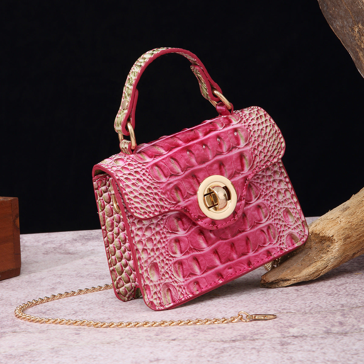 Women's Portable Retro Brahmin Crocodile Pattern Crossbody Bags