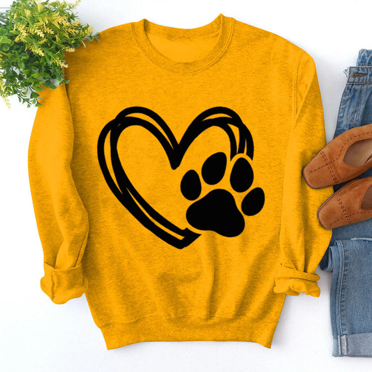 Pullover Round Neck Simple Long Sleeve Printed Sweaters