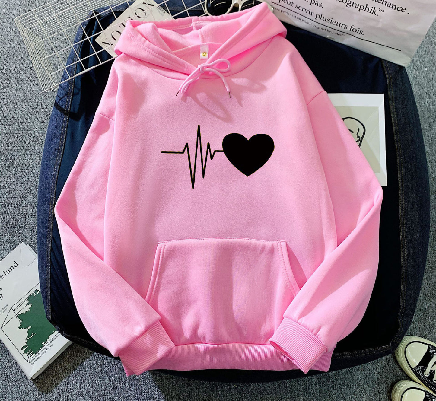 Versatile Fleece-lined Hoodie Unisex Wear Loose Sweaters