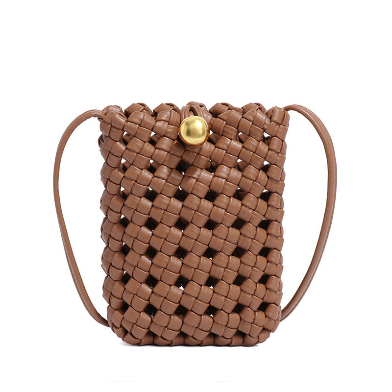 Women's Windmill Knot Woven Vertical Simple Design Phone Bags