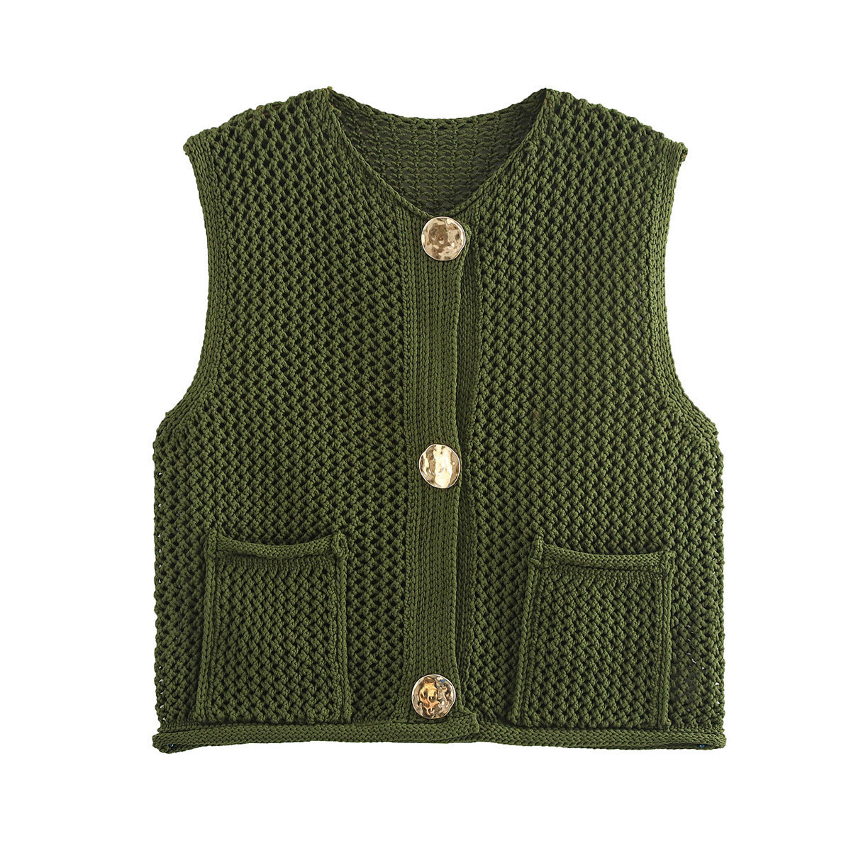Fashion Crochet Needle Hollow Pure Color Vests