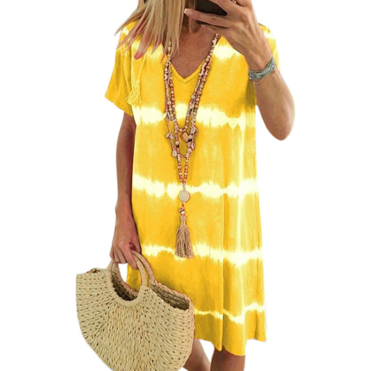 Women's Summer Striped Print Sleeve Dress Shorts
