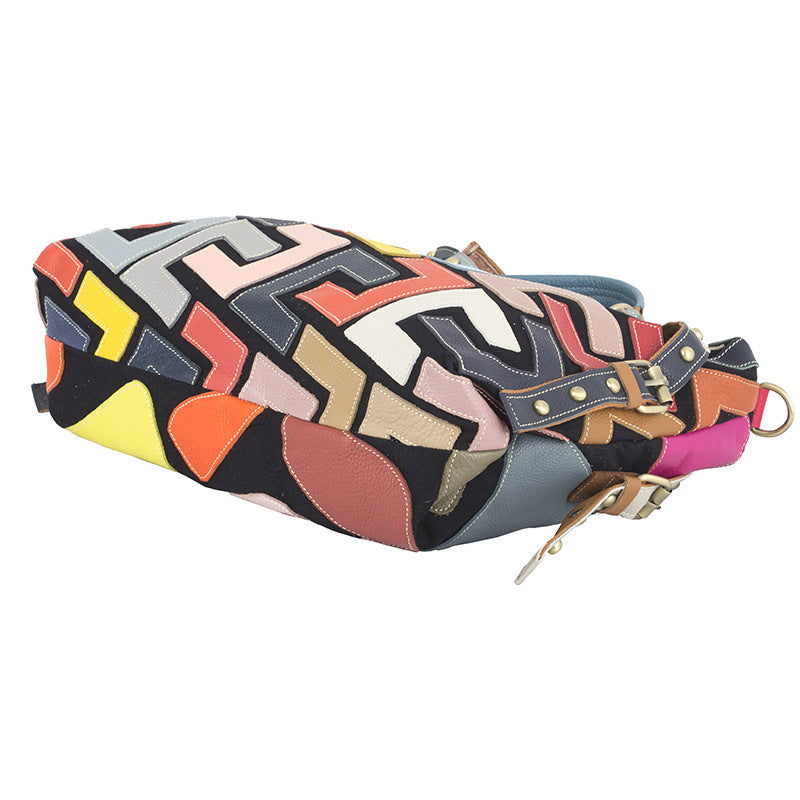 Women's Ethnic Style Geometric Pattern Contrasting Color Hand Women's Handbag