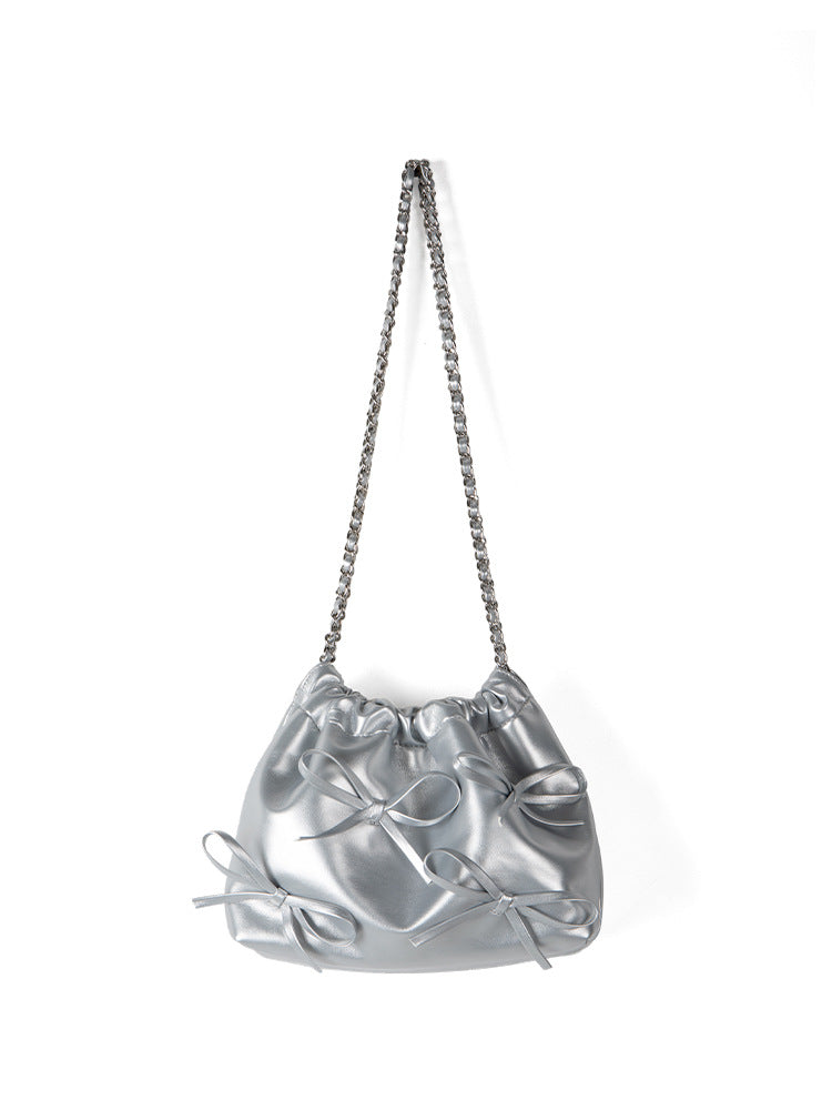 Women's Niche Chain Bow Soft Leather Spring Crossbody Bags