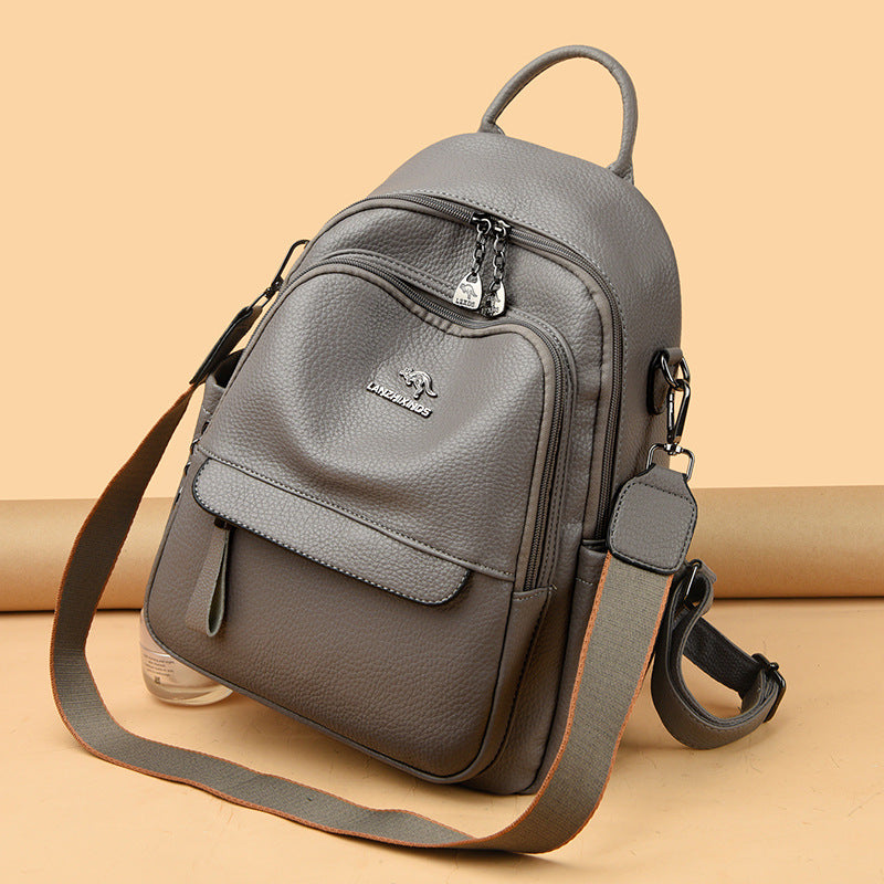 Women's Kangaroo Large Capacity Mom Soft Leather Backpacks