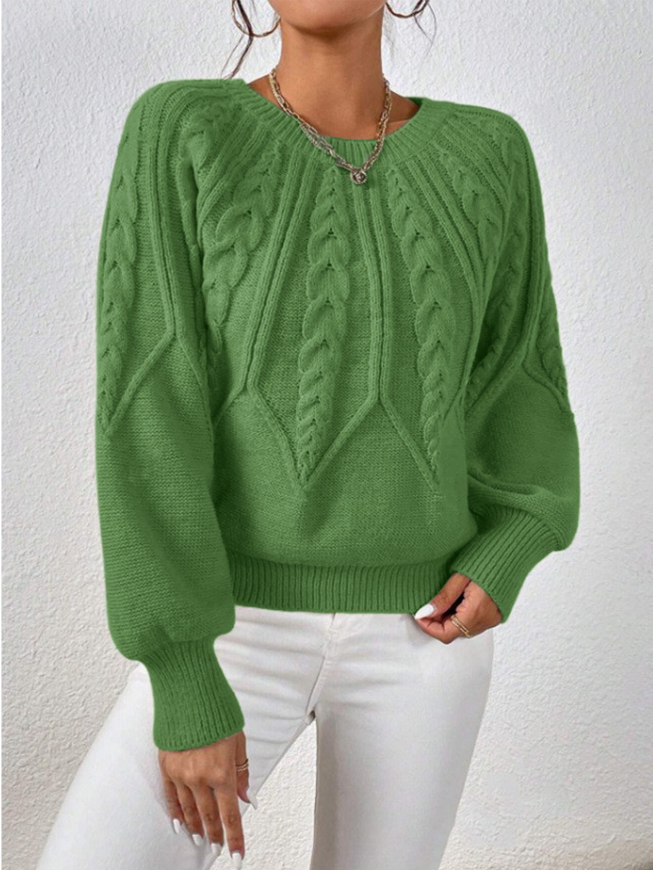 Women's Pullover Round Neck Knitted Long Sleeve Sweaters