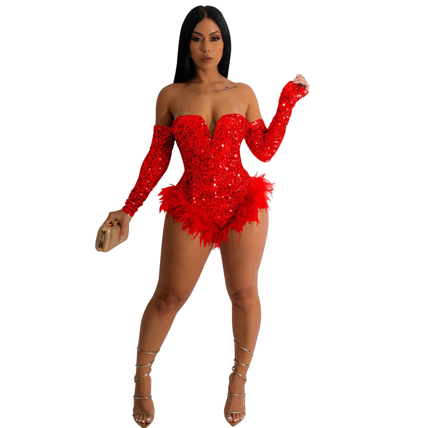 Women's Fashion Wear Solid Color Sequin Long Suits