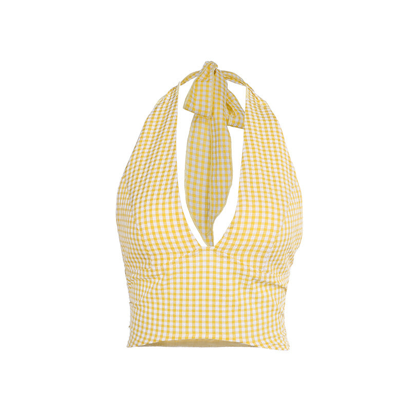 Vacation Style Hot Sexy Halter Pleated Tops