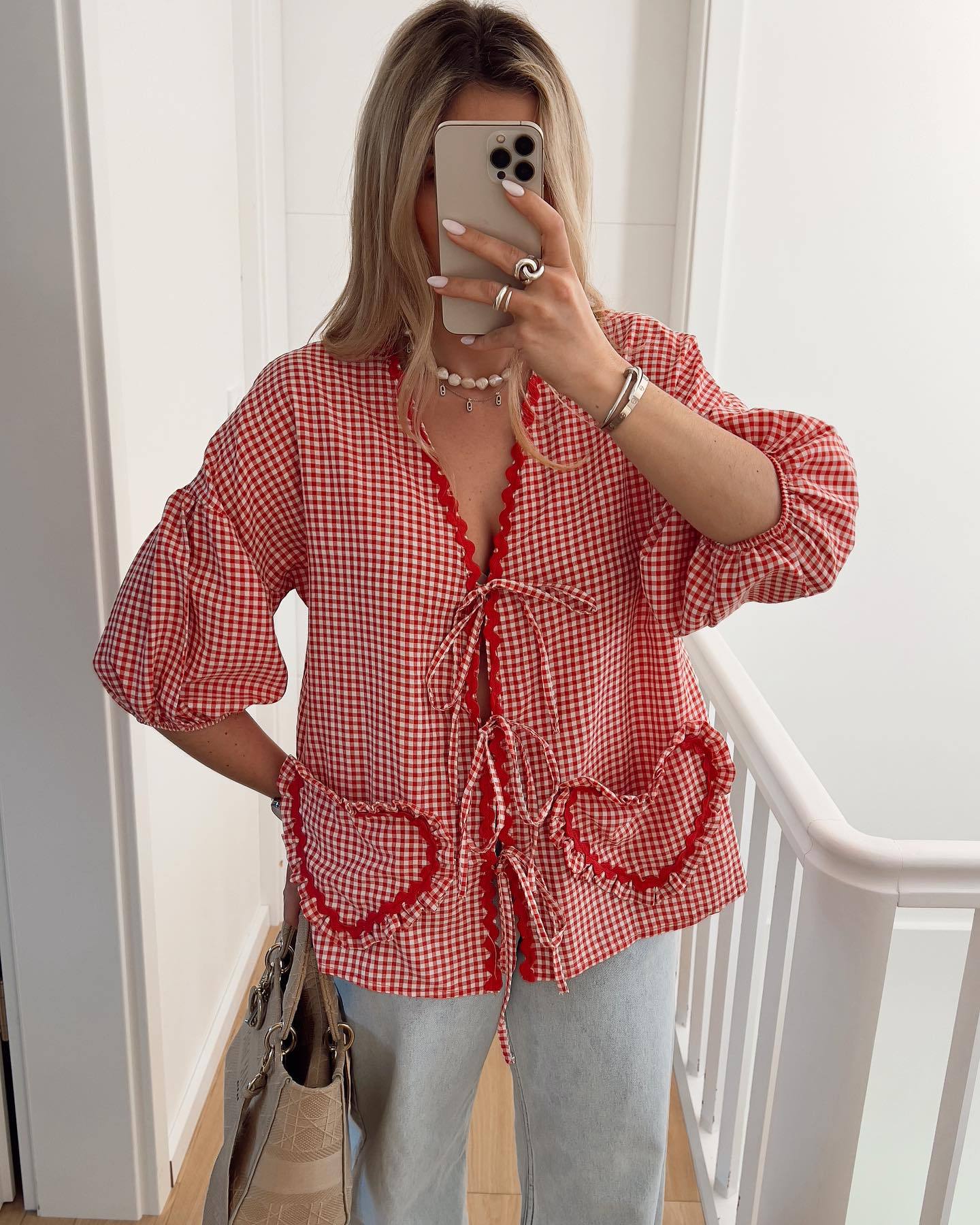 Casual Fashion Love Contrast Color Plaid Blouses