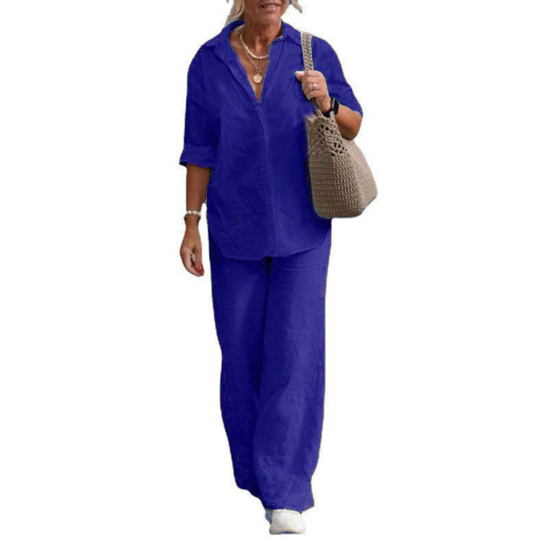 Women's Long Sleeve Shirt Leisure Solid Color Suits