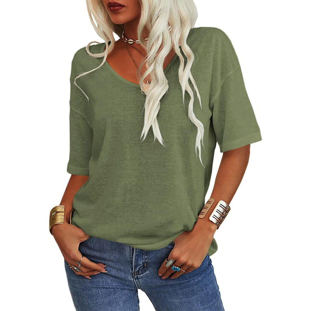 Women's Half Sleeve Loose Shirt Casual Solid Tops