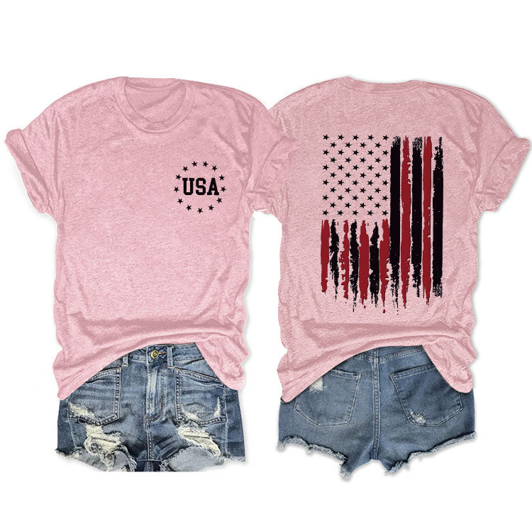 Women's Flag Summer Sleeve Fashion T-shirt Blouses