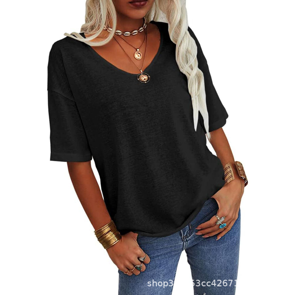Women's Half Sleeve Loose Shirt Casual Solid Tops