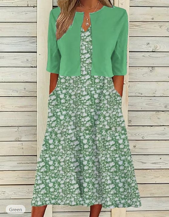 Women's Mature Elegant Long Two-piece Set Dress Dresses