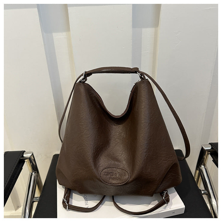 Women's Popular Leisure Retro Large Capacity Commuter Solid Color Bags