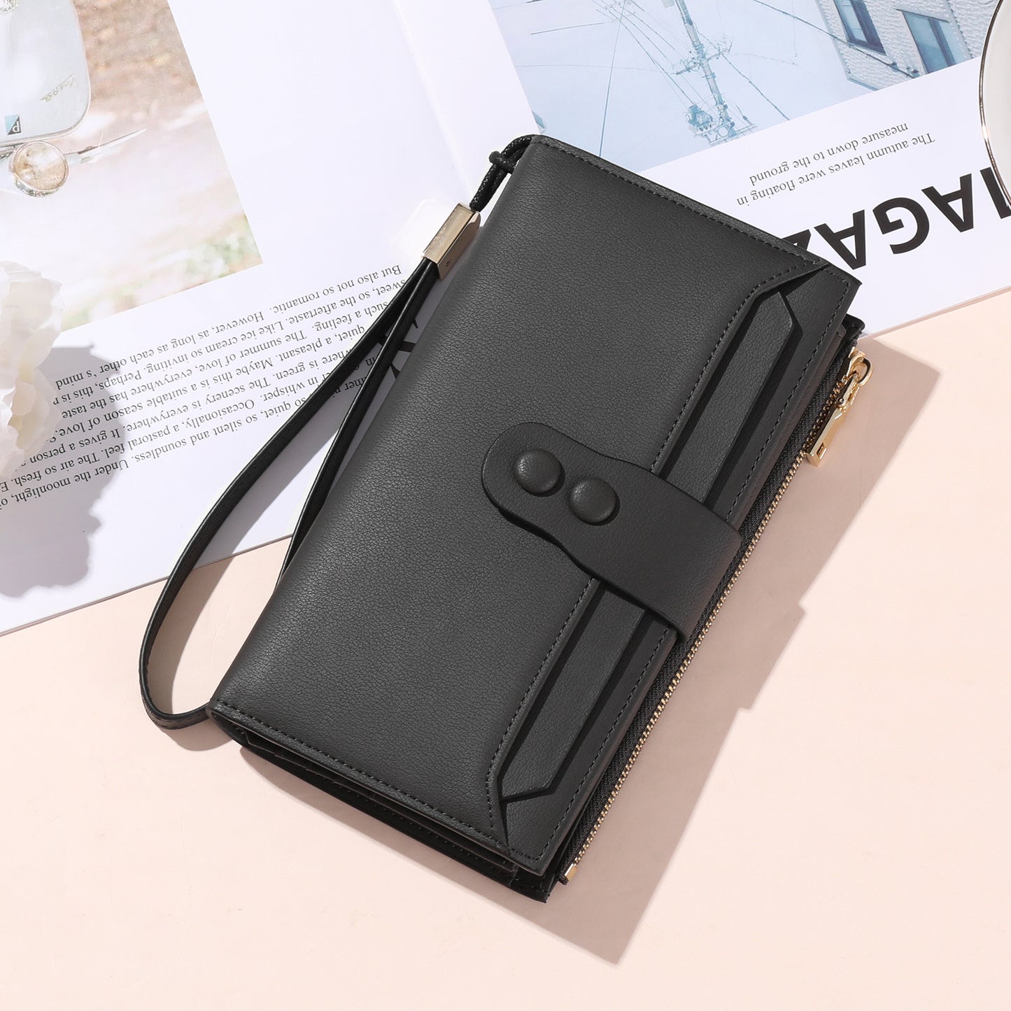 Women's Swiping Leather Large Capacity Long Ladies Wallets