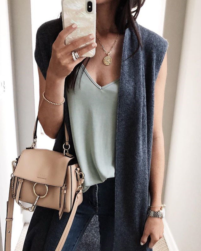 Women's Fashion Trendy Mid-length Sleeveless For Vests