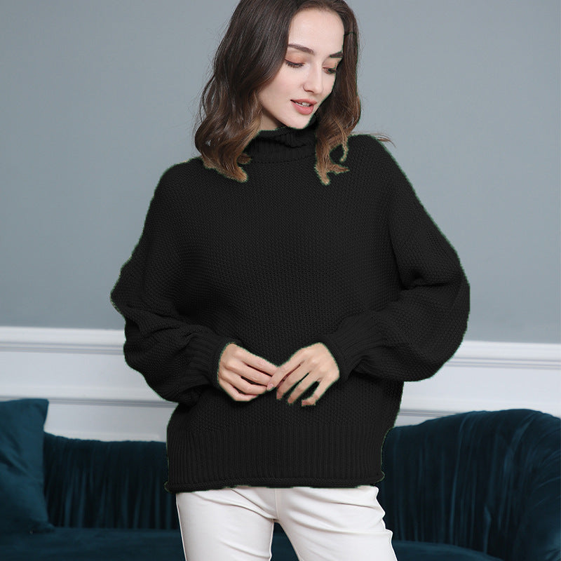 Women's Fashion Casual Long Sleeve Turtleneck Solid Sweaters