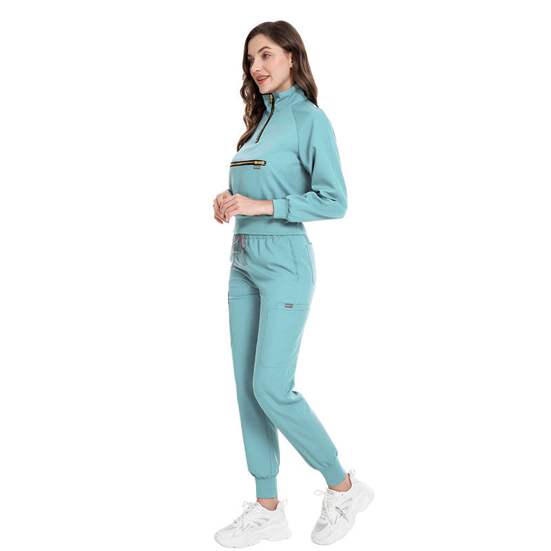 Women's & Men's Sleeve Casual Jogging Surgical Gown Split Hospital Suits