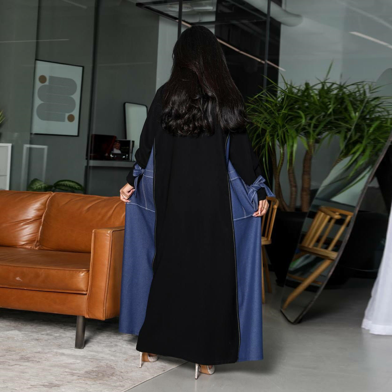 Women's Muslim Fashion Robe Imitation Denim Clothing