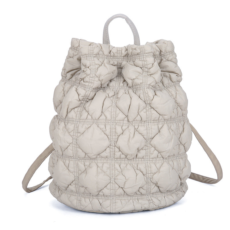 Women's Drawstring Ruffle Cloud Fashion Bubble Down Backpacks
