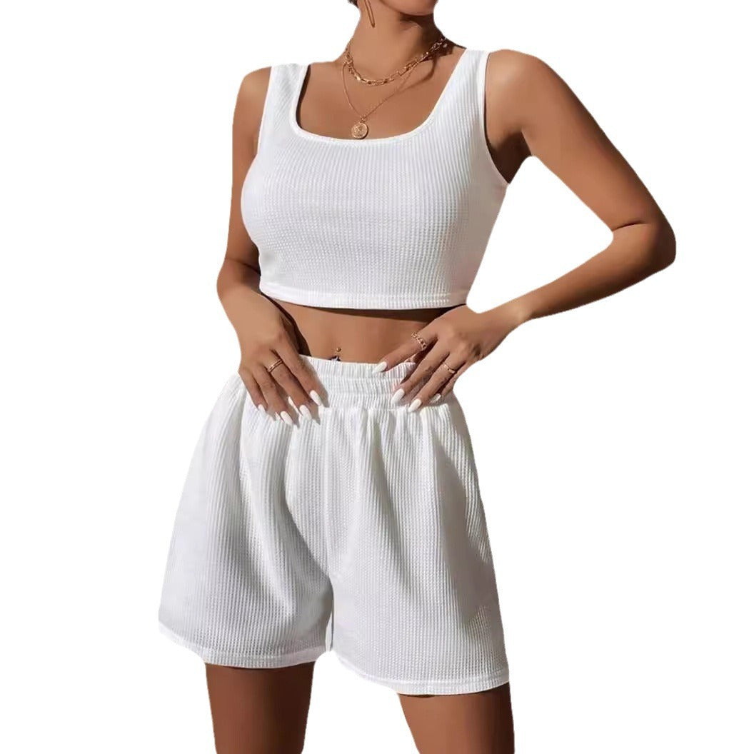 Women's Style Fresh Sweet Knitted Sleeveless Fashion Suits