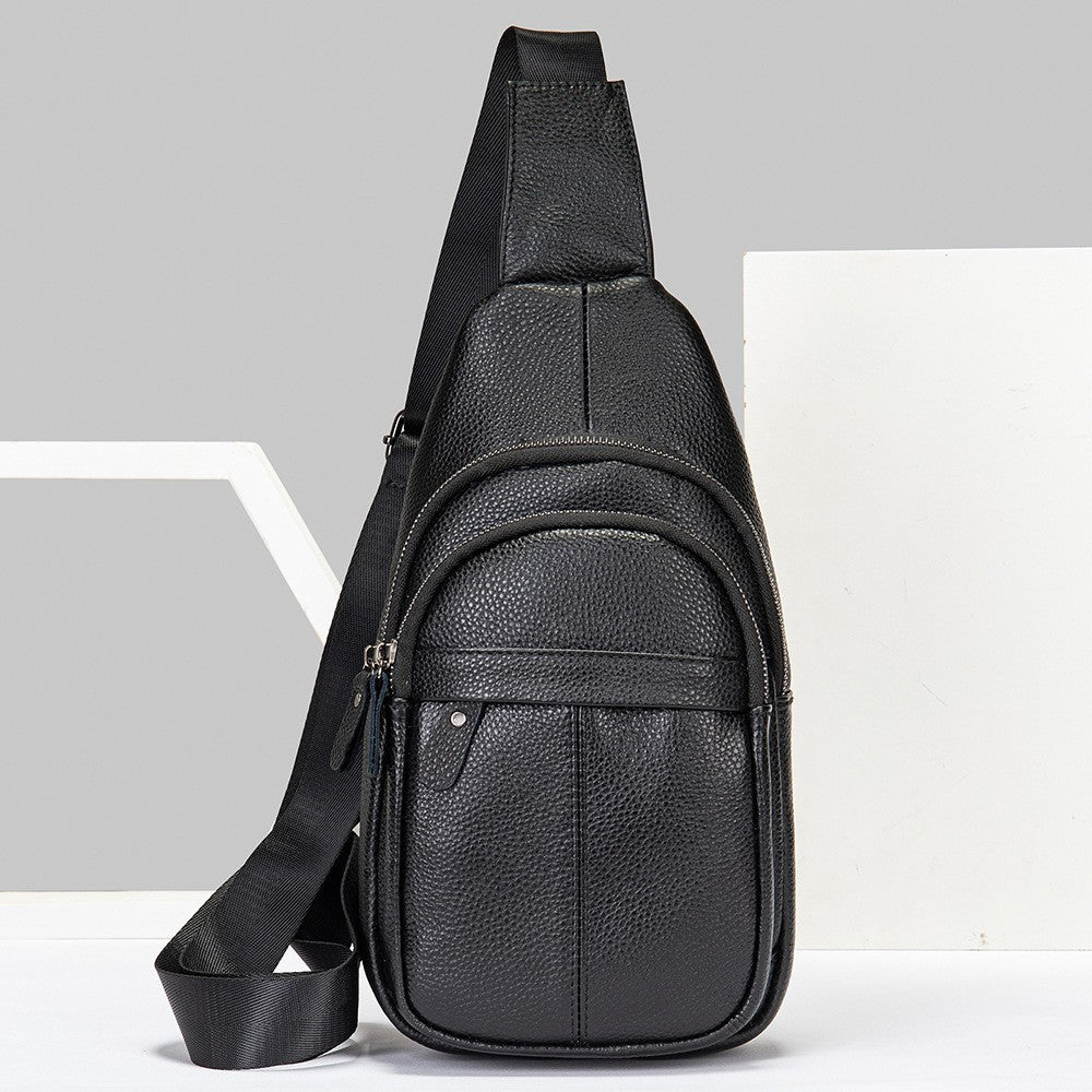 Men's Leather First Layer Trendy Large Capacity Men's Chest Bags