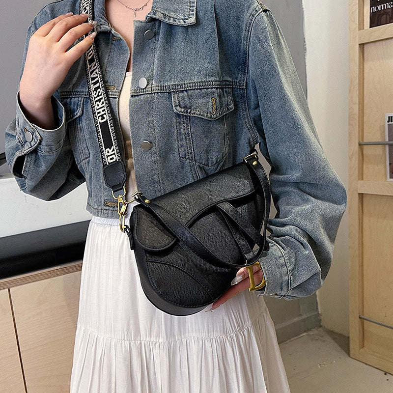 Women's Palm Print Letter Underarm Saddle High Crossbody Bags