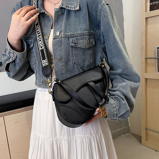 Women's Palm Print Letter Underarm Saddle High Crossbody Bags