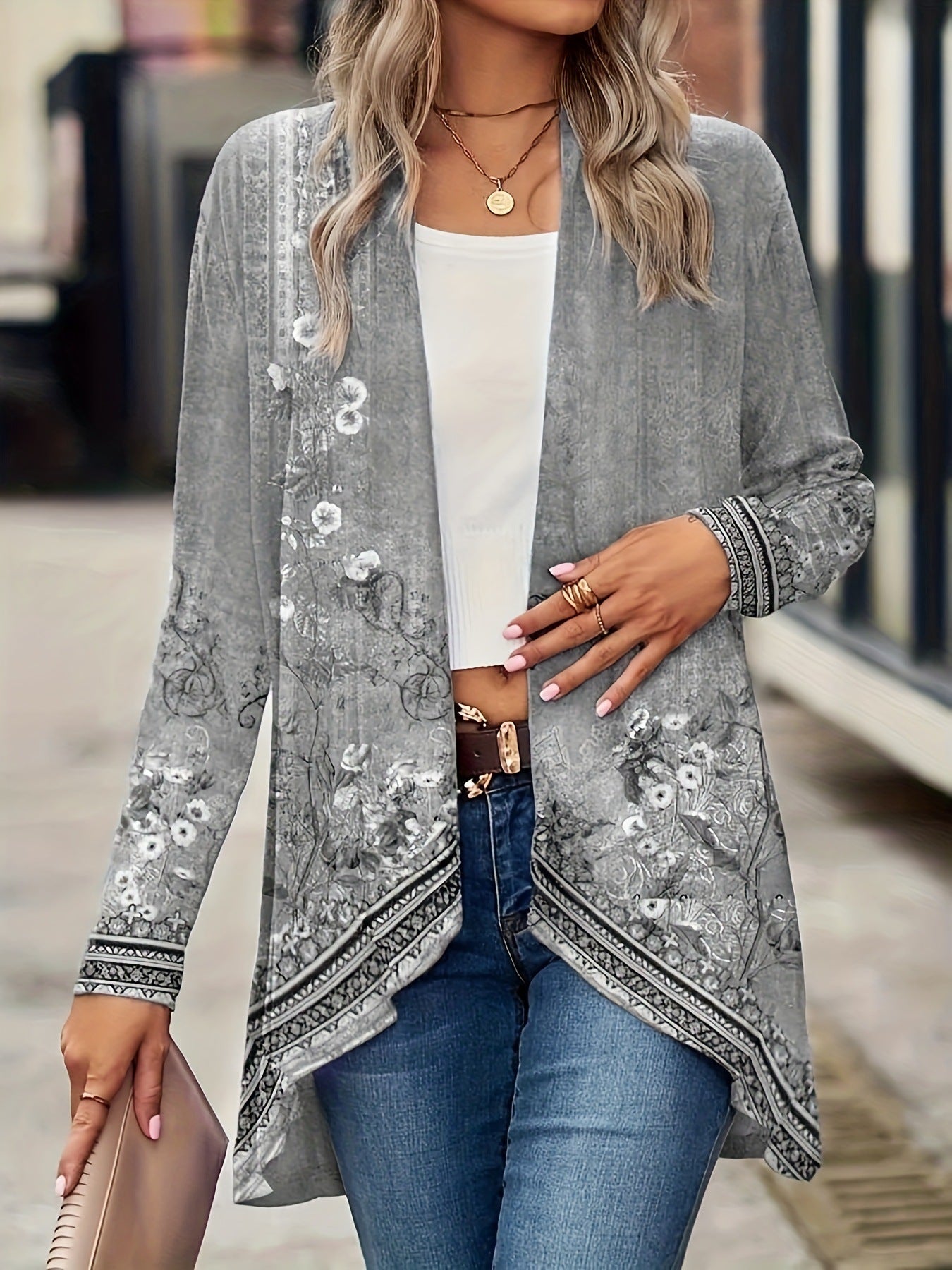Women's Autumn Long Sleeve Plant Flower Print Blouses