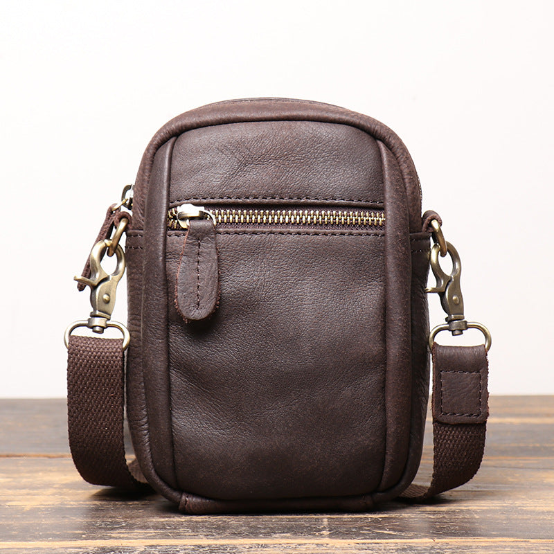 Men's Retro Leather Matte Multifunctional Mobile Men's Messenger Bags