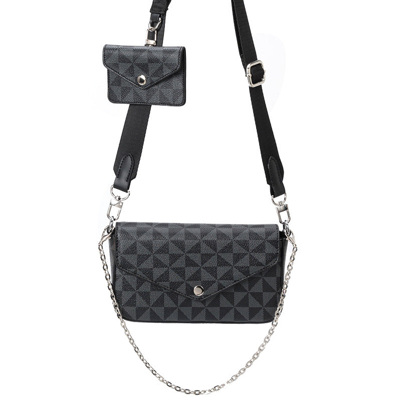 Women's Printed Plaid Chain Fashion Two-piece Crossbody Bags