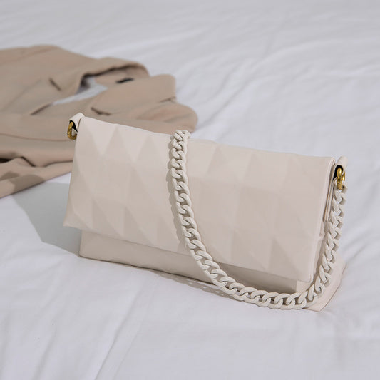 Women's Rhombus Soft Leather Geometric Underarm Portable Shoulder Bags