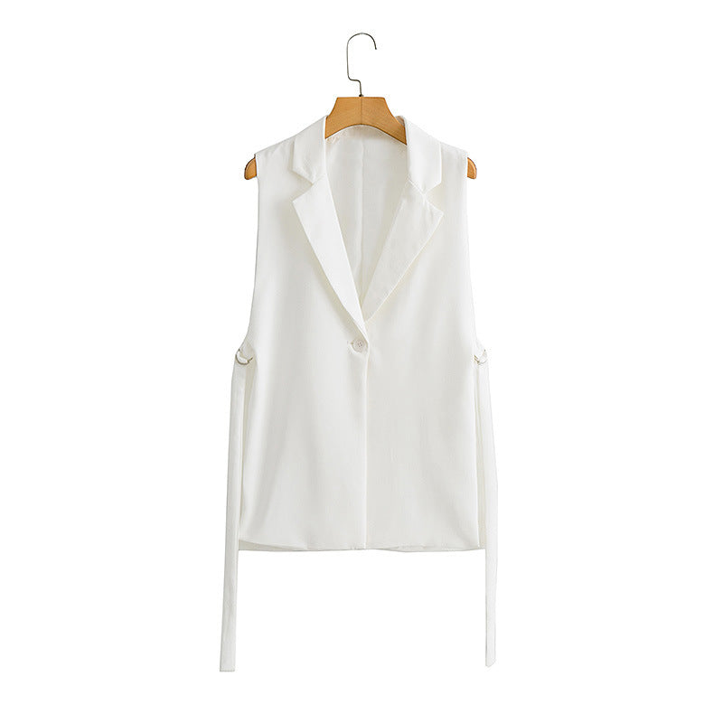 Autumn Pure Color Tied Decorative Split Vests