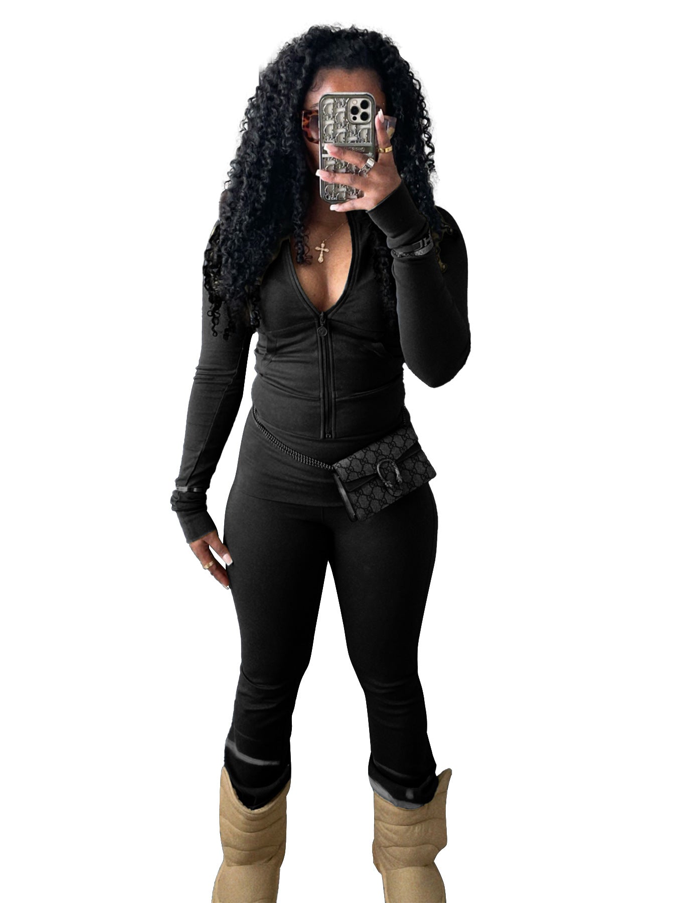 Women's Tight Zipper Low Waist Fold Slightly Suits