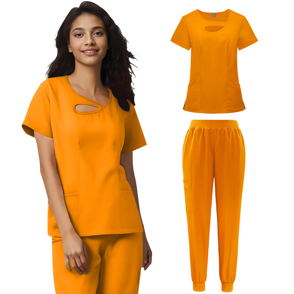 Women's Sexy Cutout Medical Uniforms Solid Color Uniform