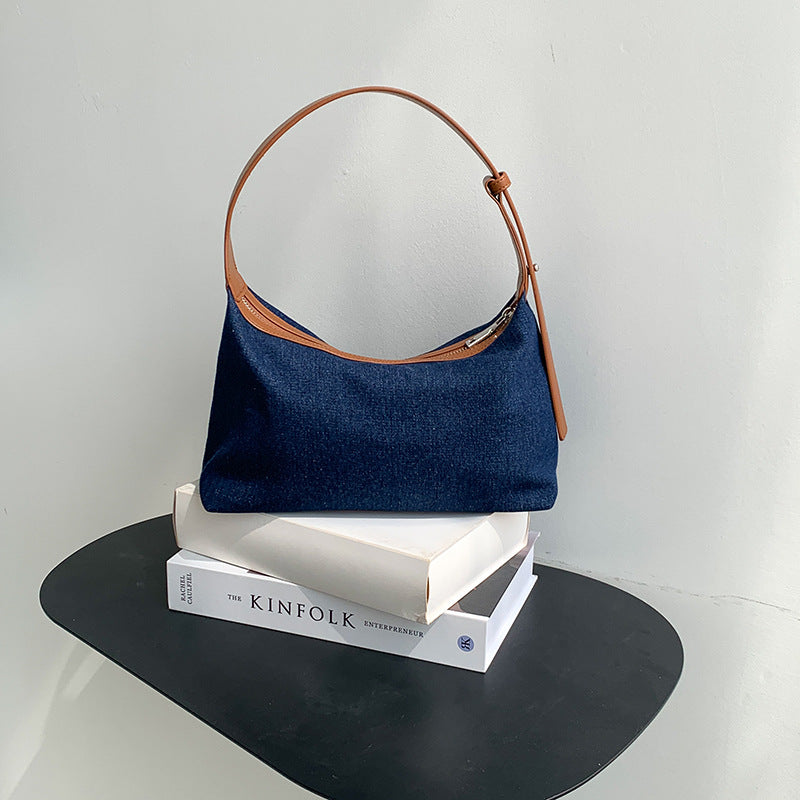 Women's Style Stitching Denim High Sense Niche Shoulder Bags