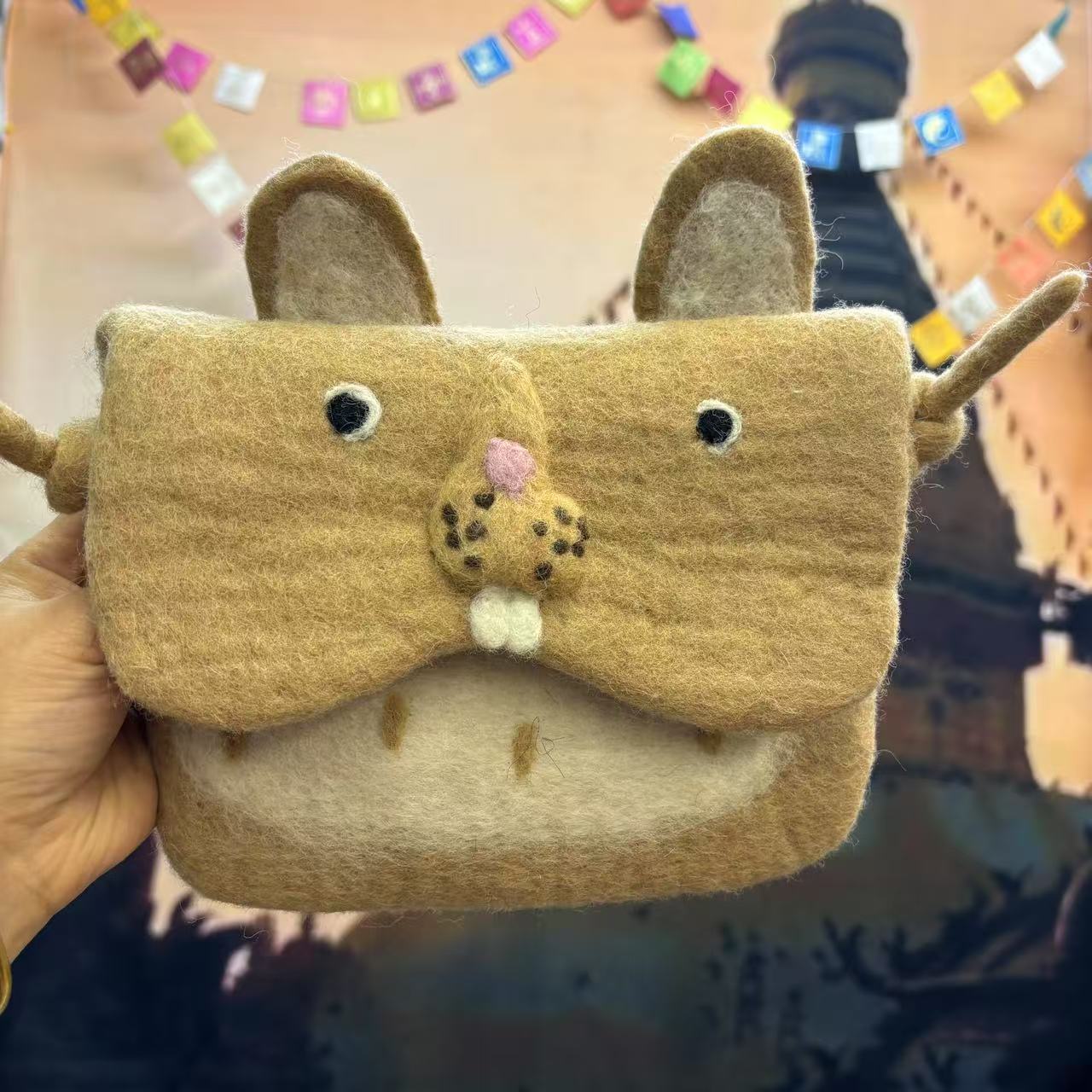 Wool Felt Cute Cartoon Funny Rabbit Fox Crossbody Bags