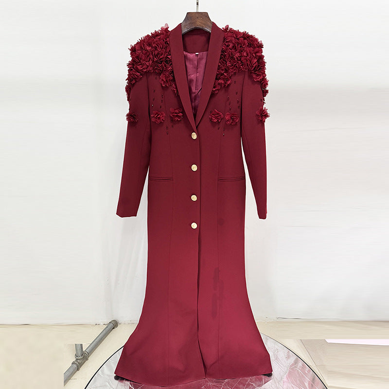 Bead Three-dimensional Flower Green Fruit Collar Dresses
