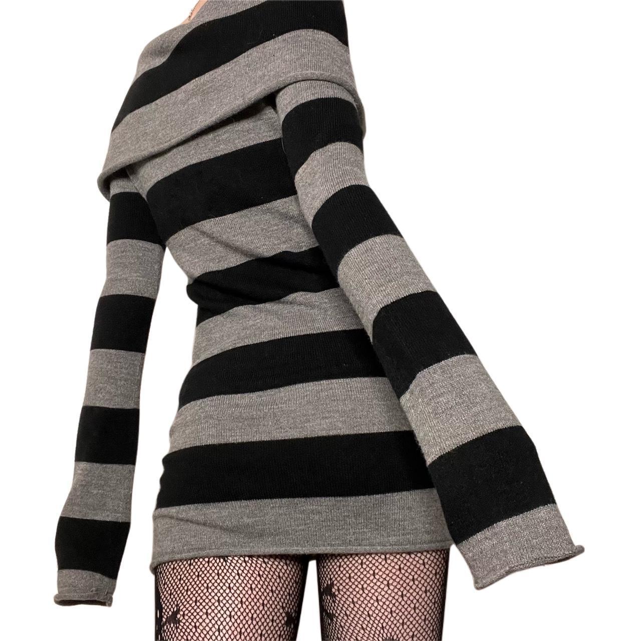 Striped Lapel Slim Fit Long Knitted Sweaters