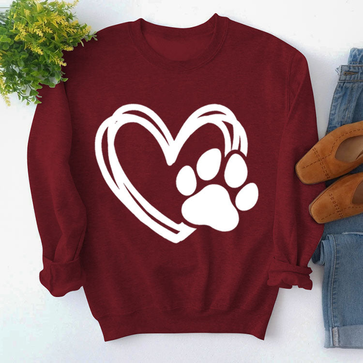 Pullover Round Neck Simple Long Sleeve Printed Sweaters