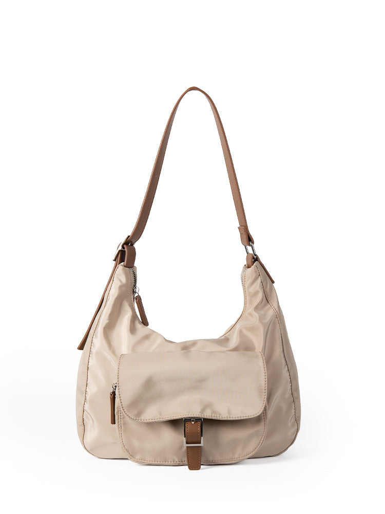 Women's Korean Niche Design Contrast Color Underarm Commute Large Armpit Bags