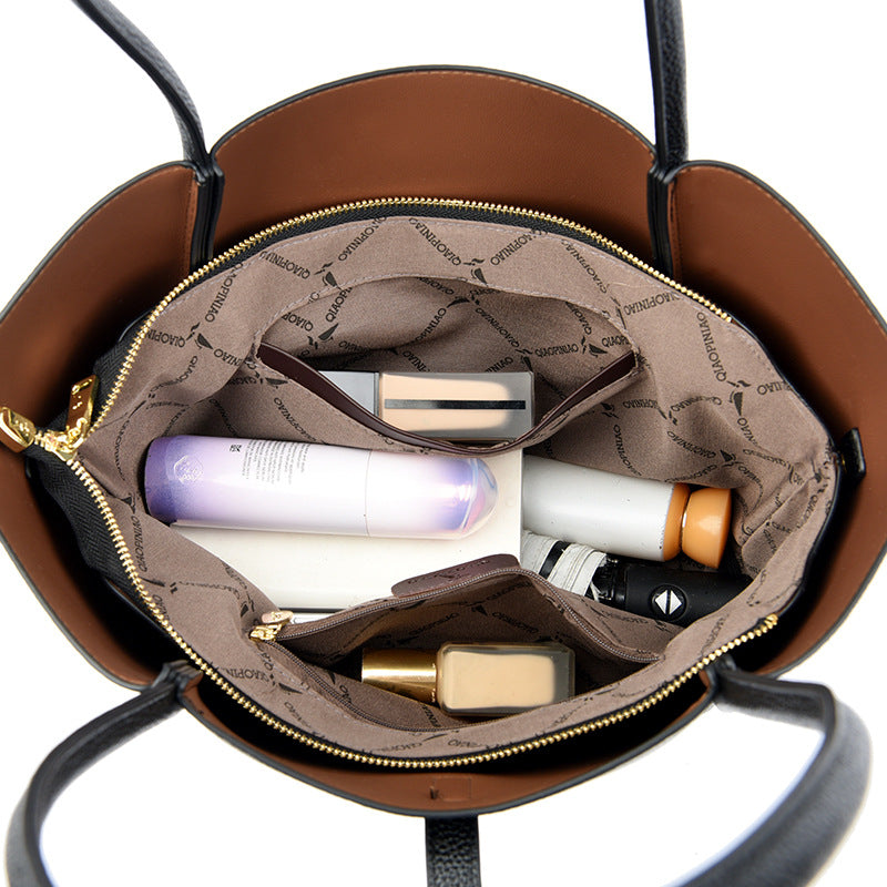 Women's Simple Large Capacity Totes Trendy Leather Shoulder Bags