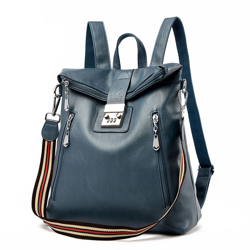 Women's Password Soft Leather Large Capacity Backpacks