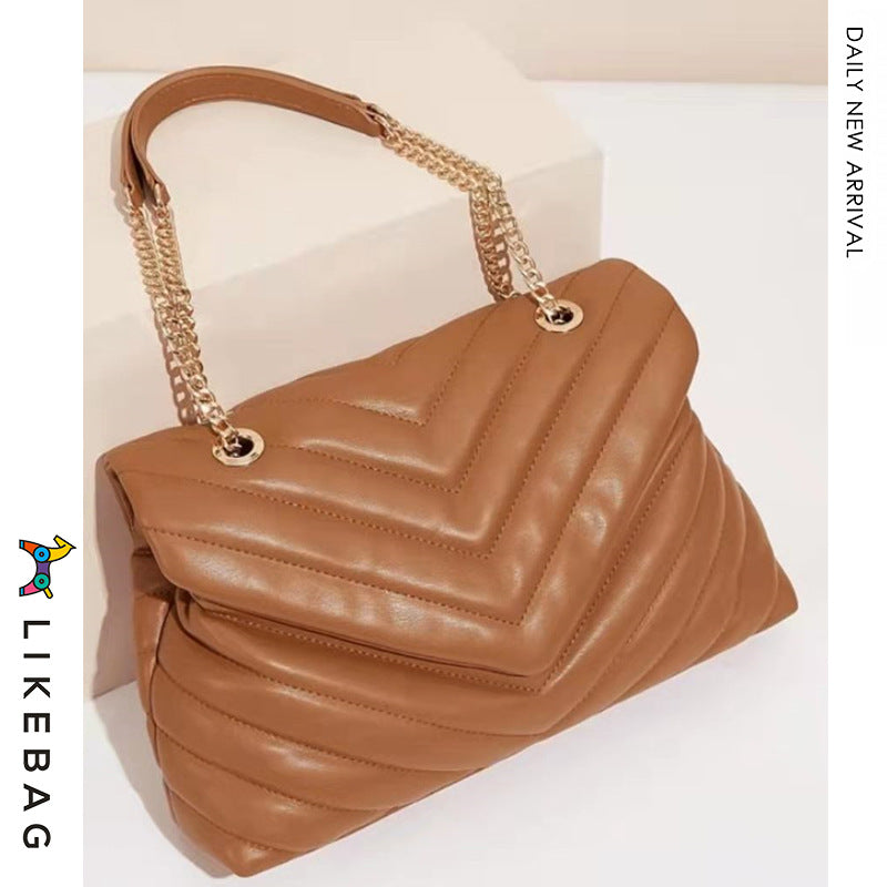 Women's Commuter Soft Metal Chain Embroidered Versatile Crossbody Bags