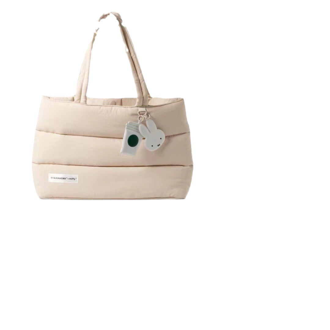 Women's Down College Style Large Capacity Lightweight Fluffy Cotton Tote Bags