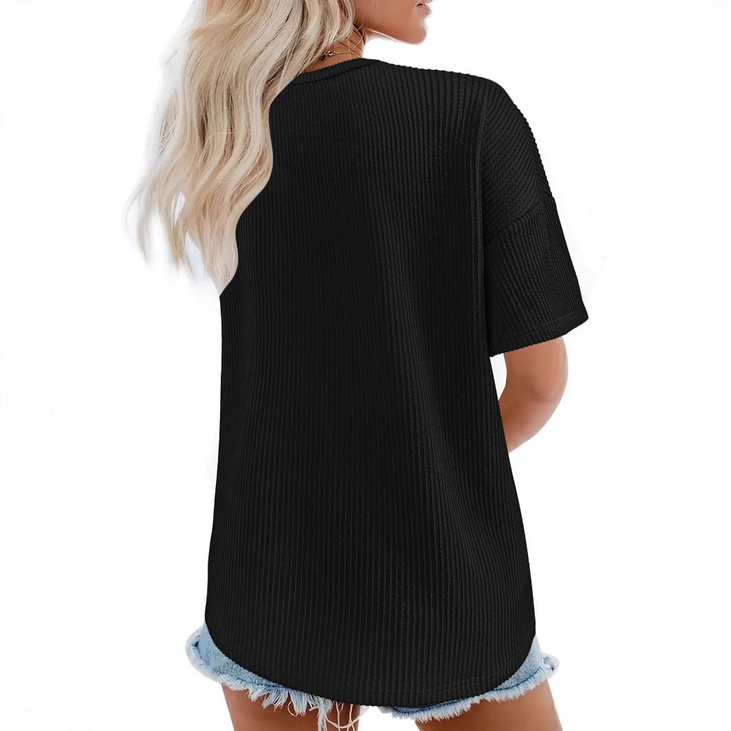 Women's Loose Casual Sleeve Solid Color T-shirt Blouses